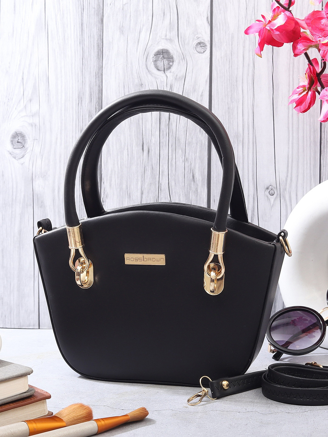

ROSS BROWN Structured Handheld Bag, Black