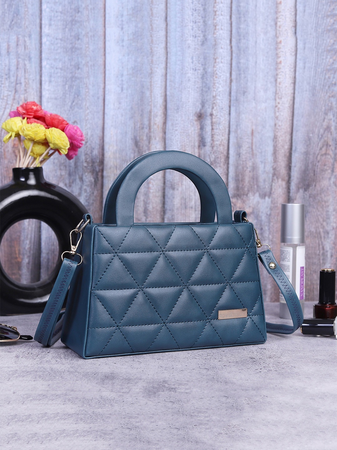 

ROSS BROWN Textured Structured Handheld Bag, Blue