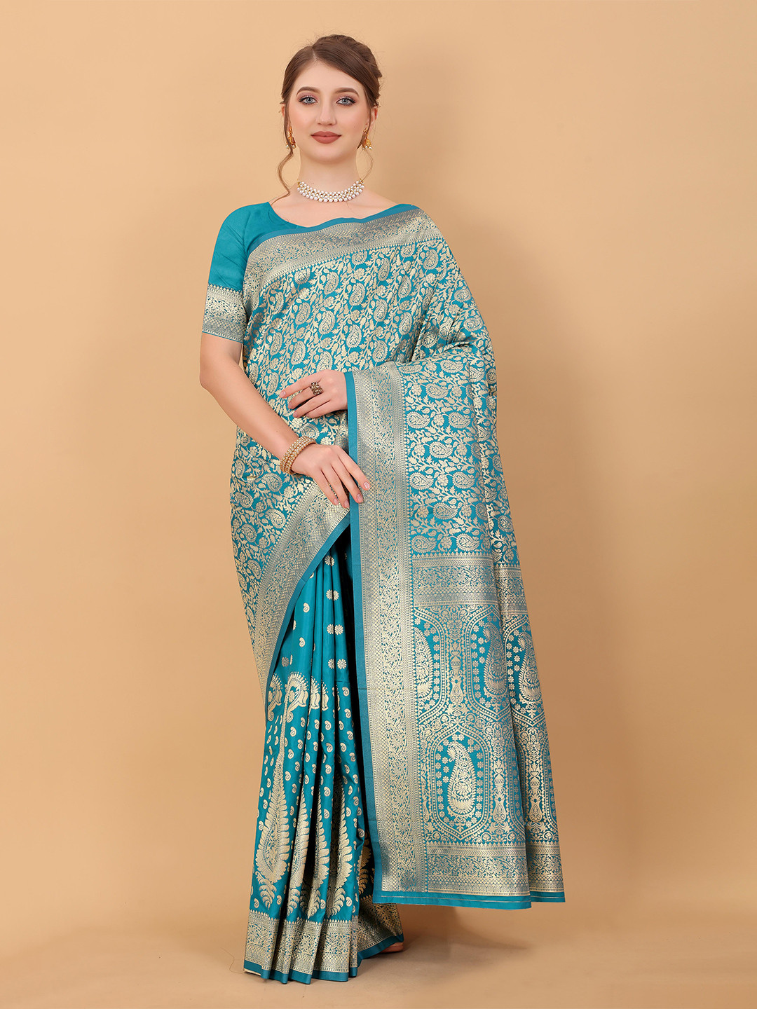 

Divyadham Textiles Woven Design Pure Silk Zari Saree, Blue