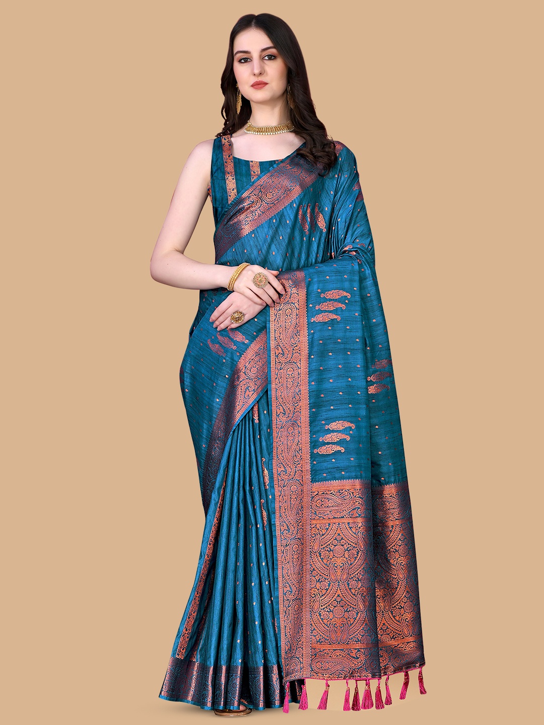 

Divyadham Textiles Ethnic Woven Design Zari Pure Silk Banarasi Saree, Blue