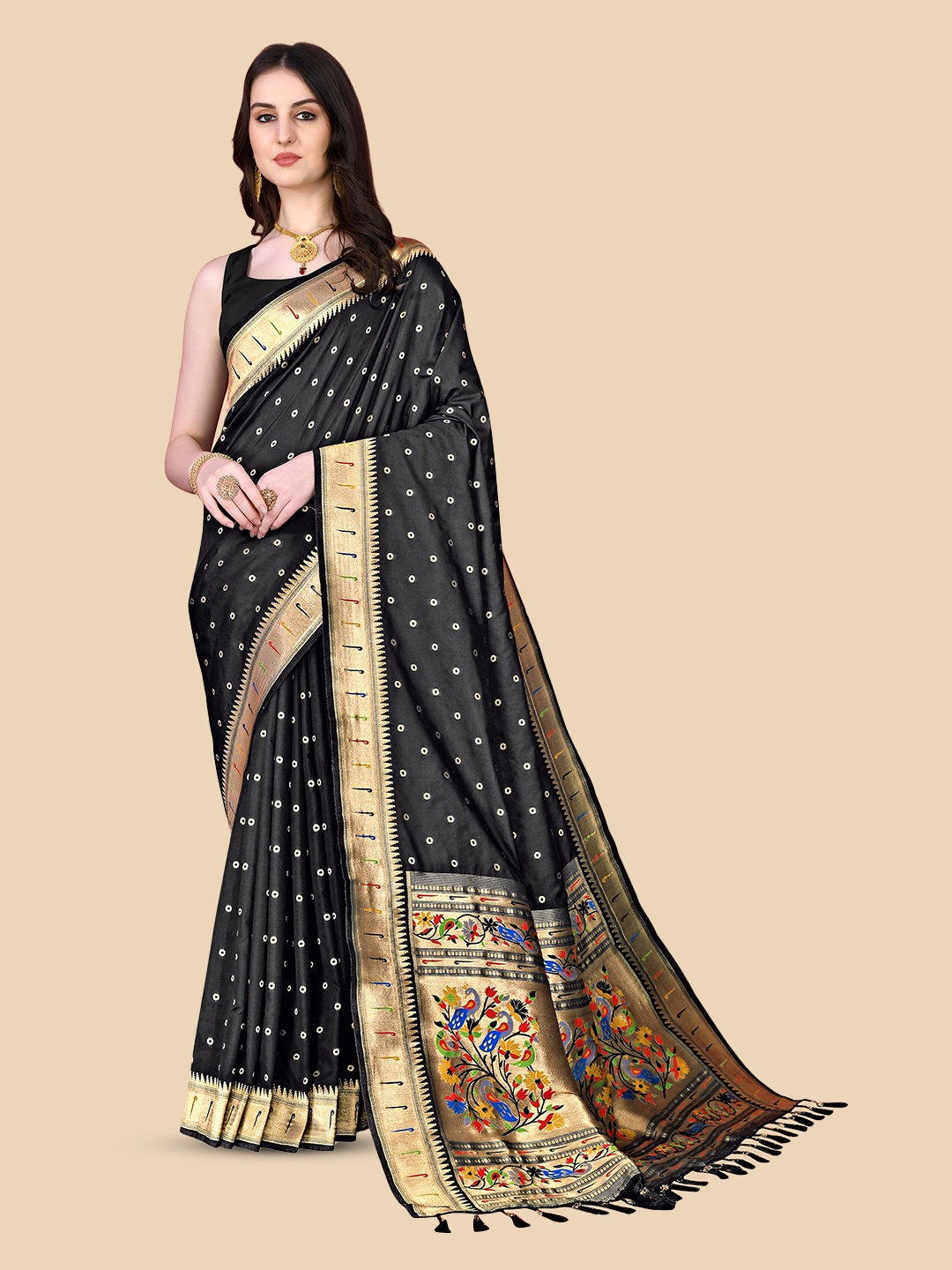 

Divyadham Textiles Ethnic Woven Design Zari Pure Silk Banarasi Saree, Black