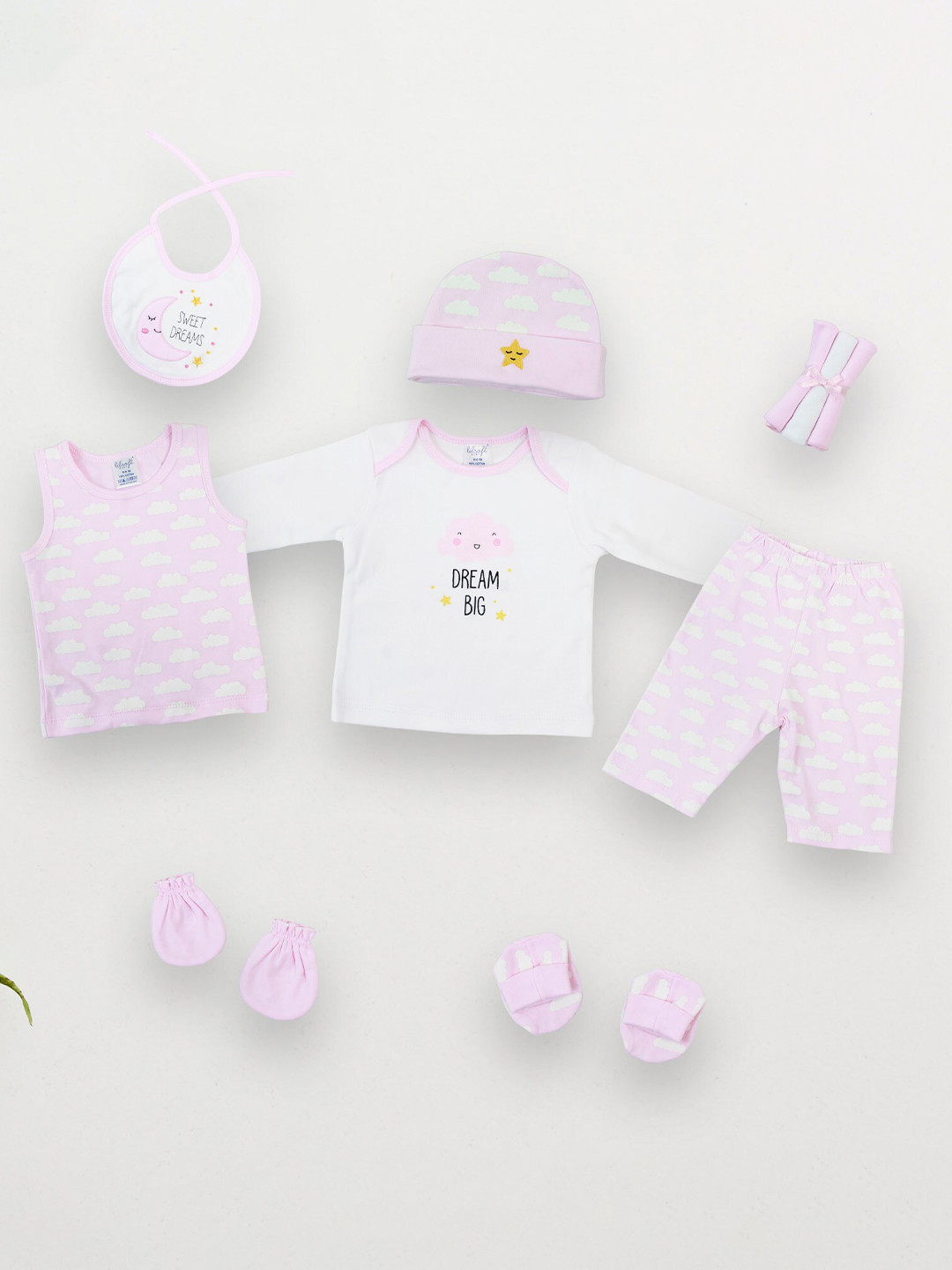 

BAESD Infants Girls Pack Of 10 Printed Baby Apparel Gift Set, Pink