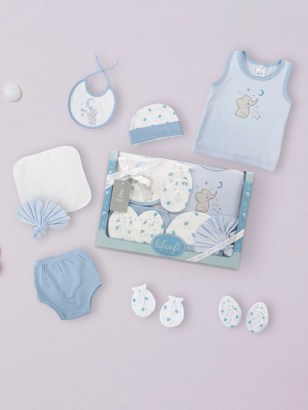 

BAESD Infant Boys Pack Of 8 Printed Baby Apparel Gift Set, Blue