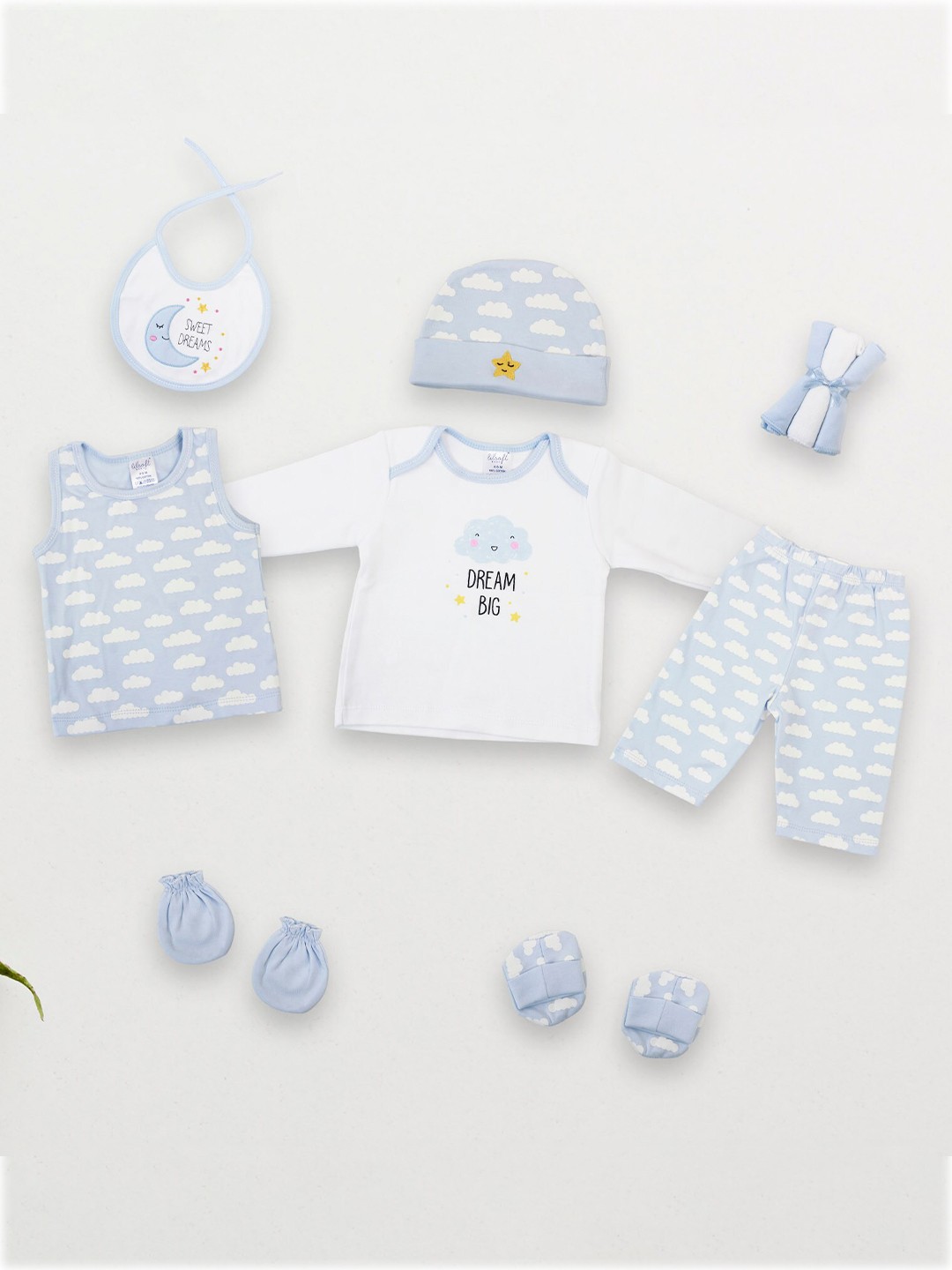 

BAESD Infant Boys 10 Piece Printed Baby Apparel Gift Set, Blue