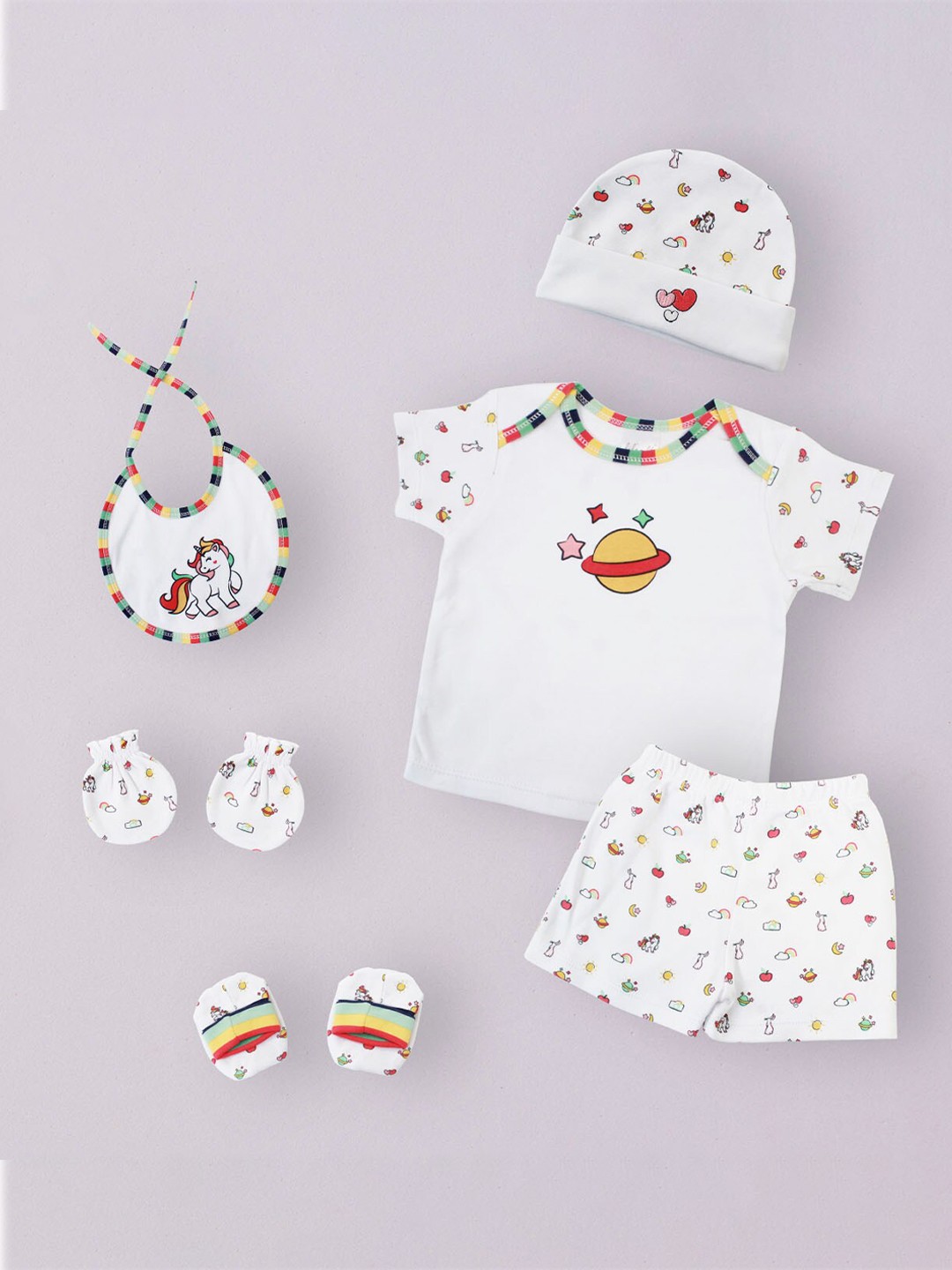 

BAESD Infant Girls 6 Pieces Pure Cotton Baby Apparel Gift Set, White