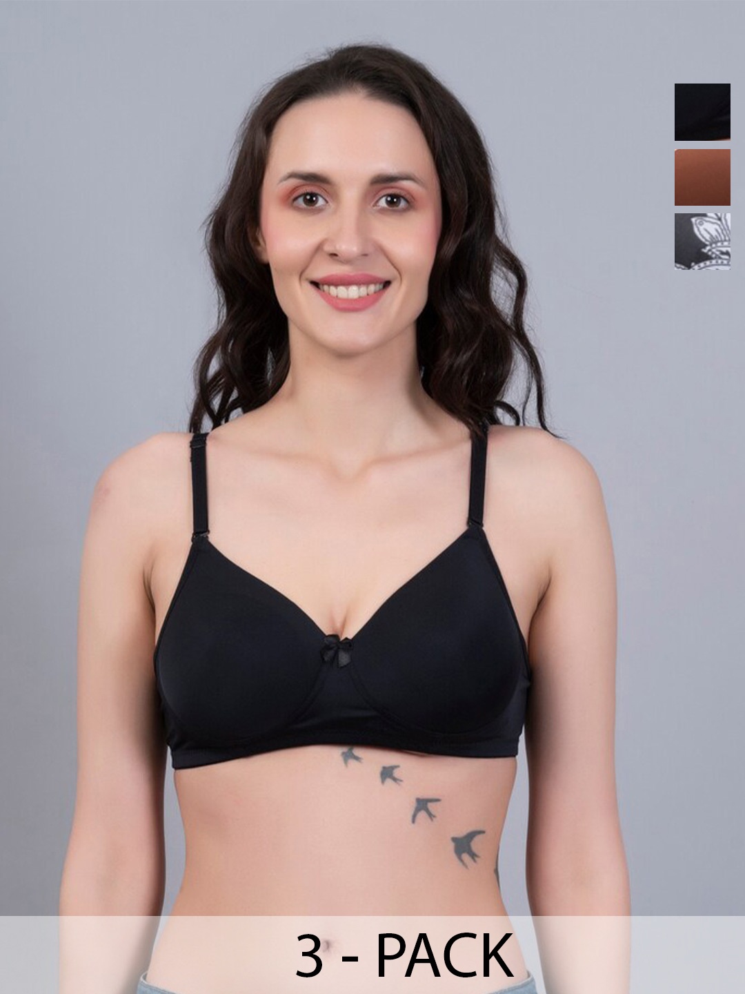 

Herryqeal Pack Of 3 Full Coverage Underwired Lightly Padded Bra, Brown