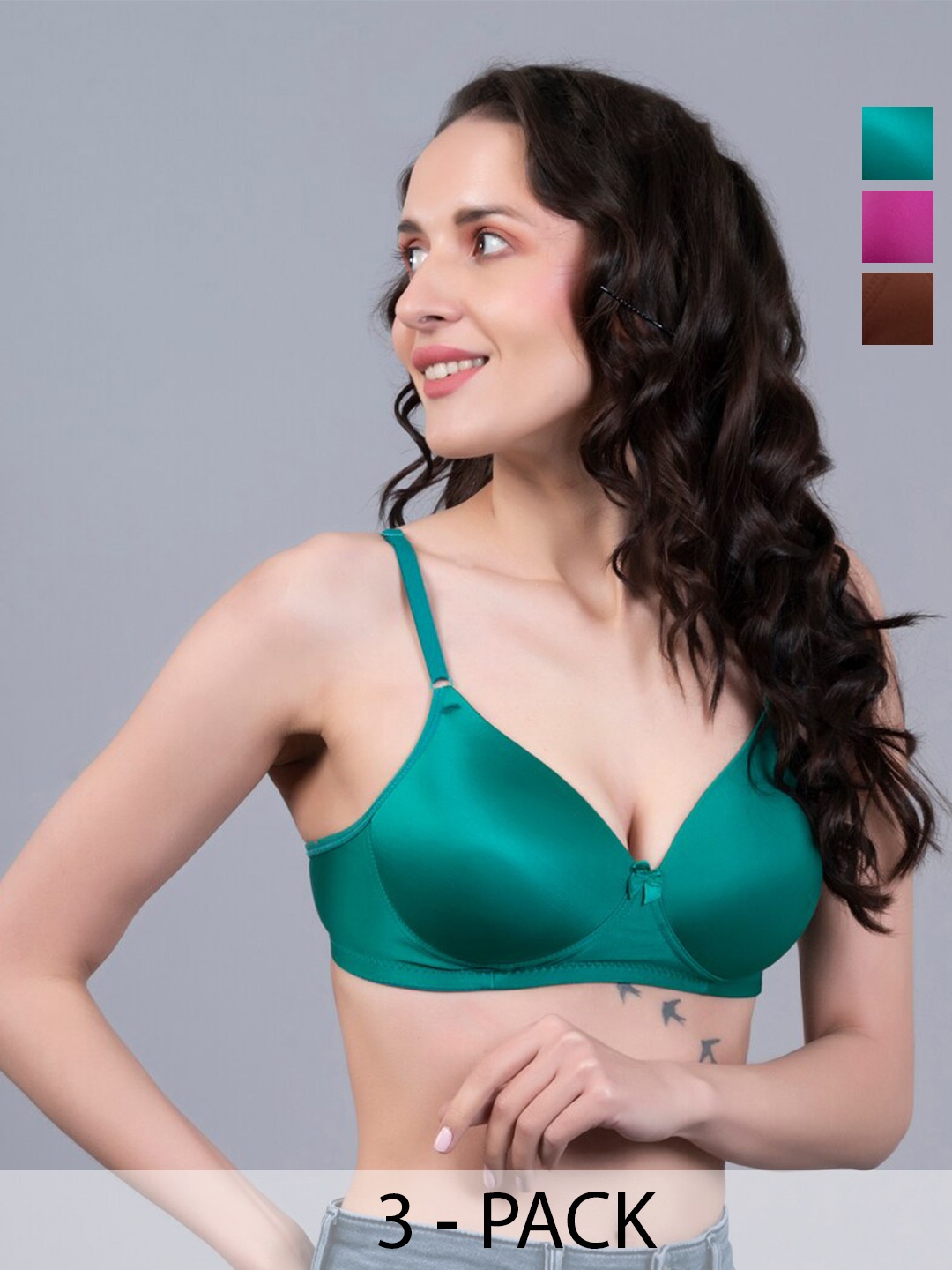 

Herryqeal Pack Of 3 Full Coverage Super Support All Day Comfort Everyday Bra, Magenta