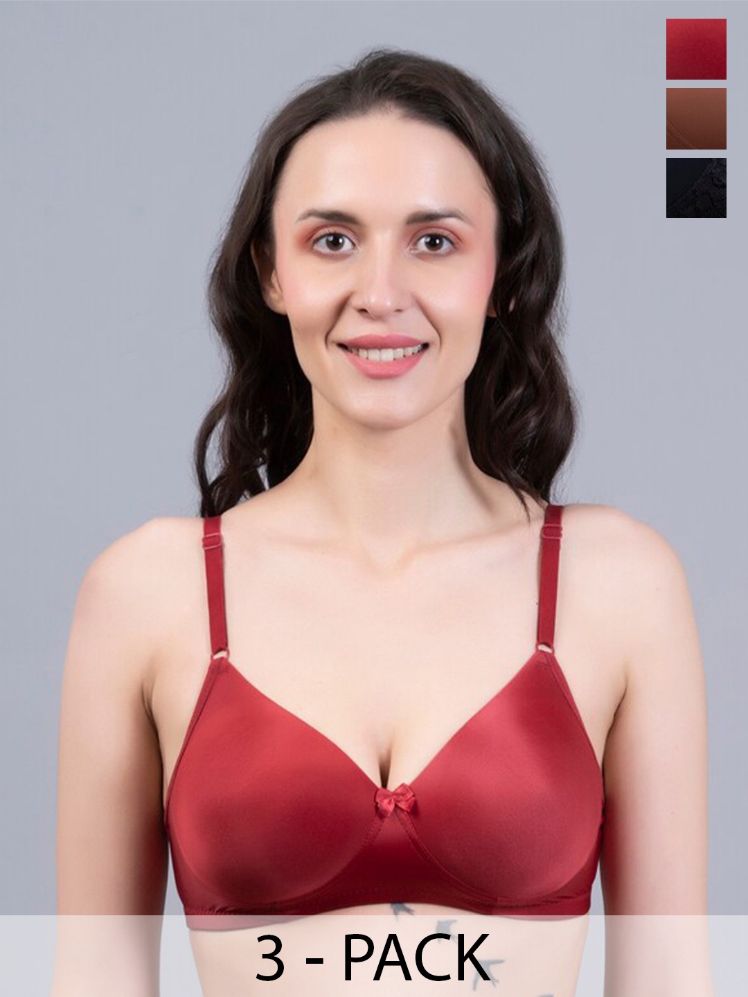 

Herryqeal Pack of 3 Everyday Bra - Full Coverage Underwired Lightly Padded, Black