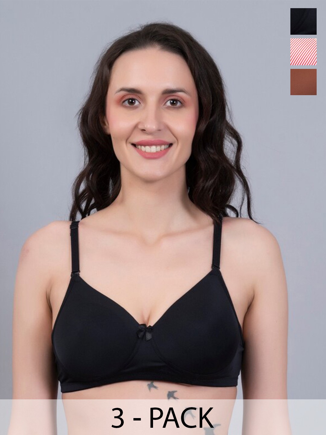 

Herryqeal Pack Of 3 Full Coverage Lightly Padded Everyday Bras With All Day Comfort, Black