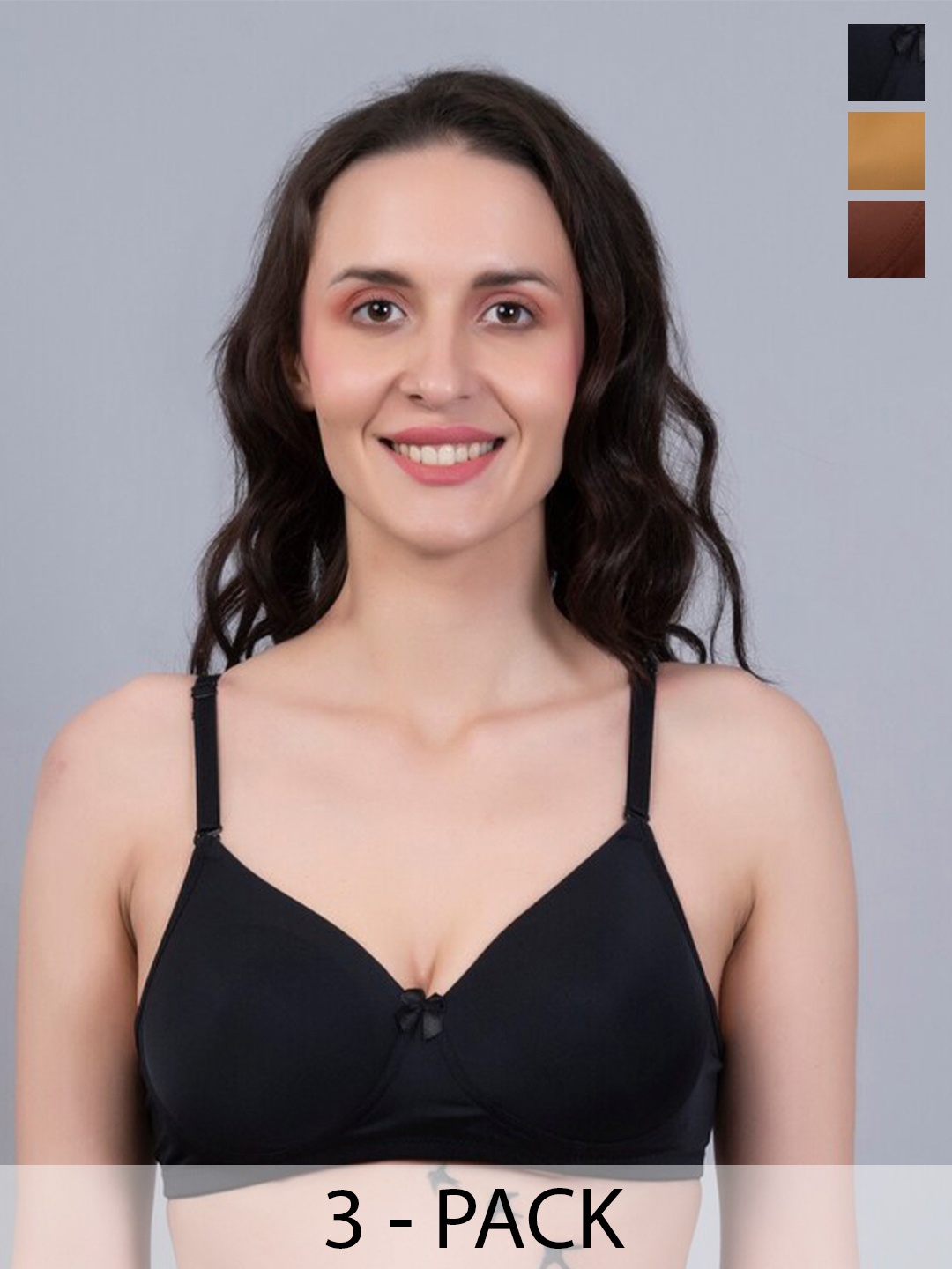 

Herryqeal Pack Of 3 Full Coverage Lightly Padded Everyday Bras With All Day Comfort, Black