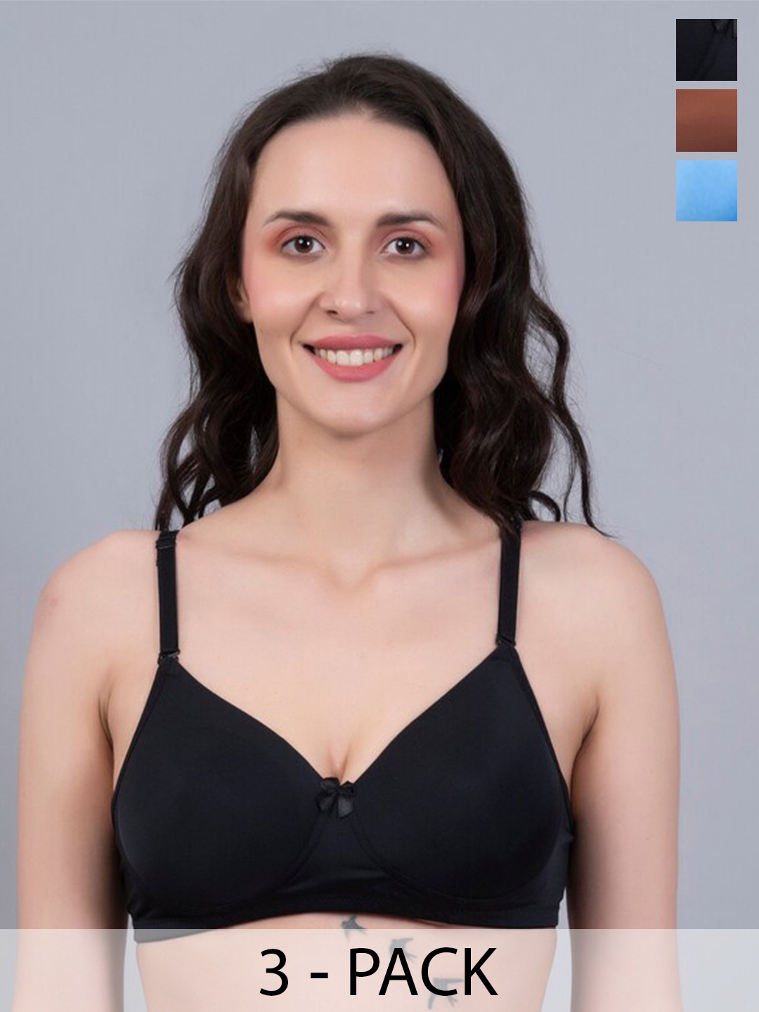 

Herryqeal Pack Of 3 Full Coverage Lightly Padded T-shirt Bra With All Day Comfort, Black