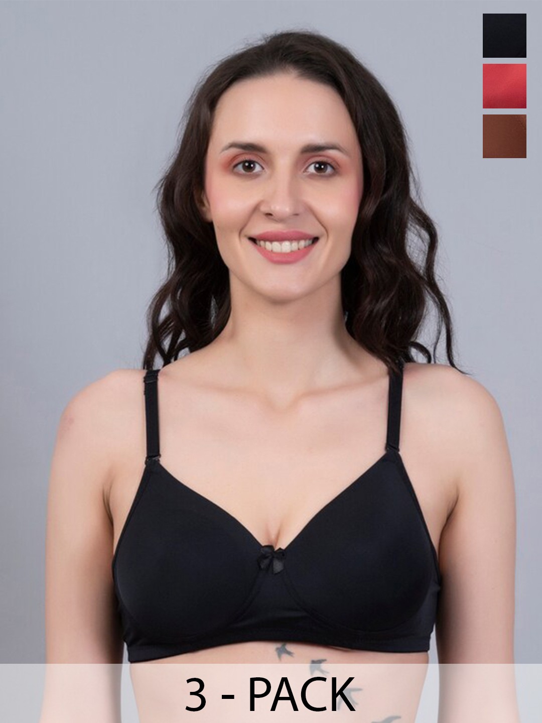 

Herryqeal Pack Of 3 Full Coverage Lightly Padded T-shirt Bra With All Day Comfort, Maroon