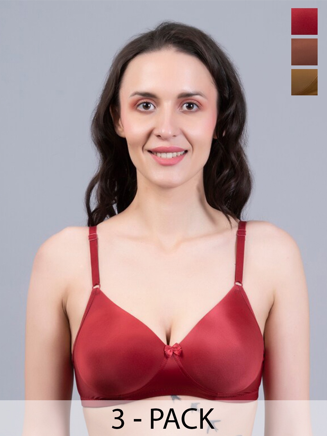 

Herryqeal Pack Of 3 Full Coverage Super Support All Day Comfort Everyday Bra, Red
