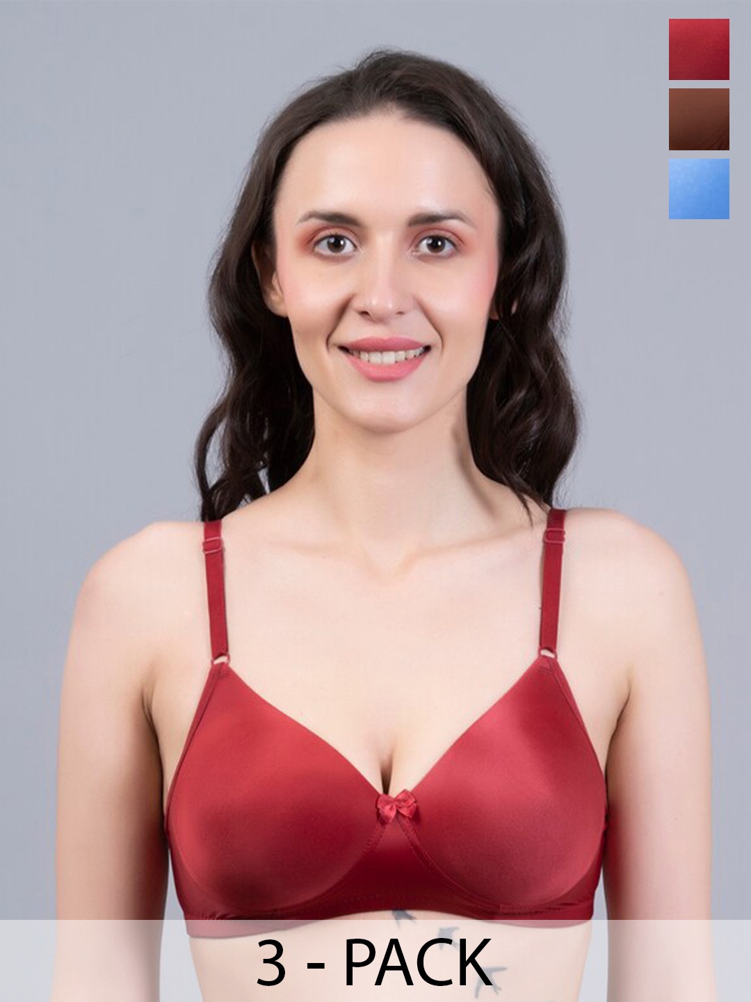 

Herryqeal Pack Of 3 Full Coverage Super Support All Day Comfort Everyday Bra, Red