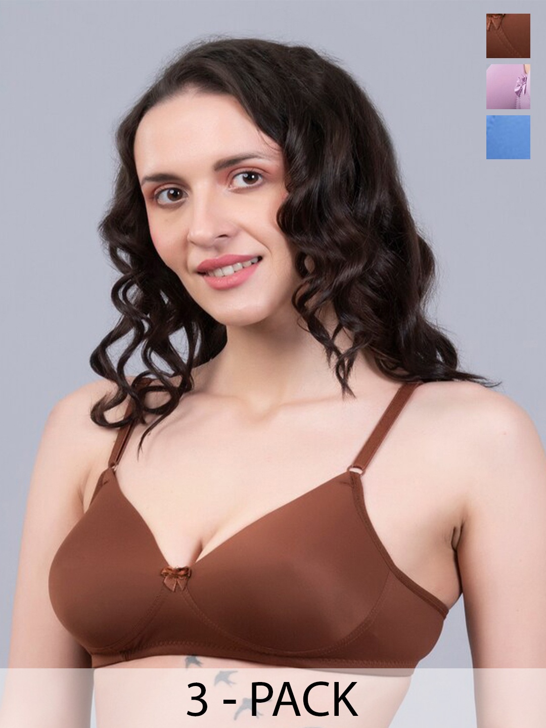 

Herryqeal Pack Of 3 Full Coverage Super Support All Day Comfort Everyday Bra, Blue