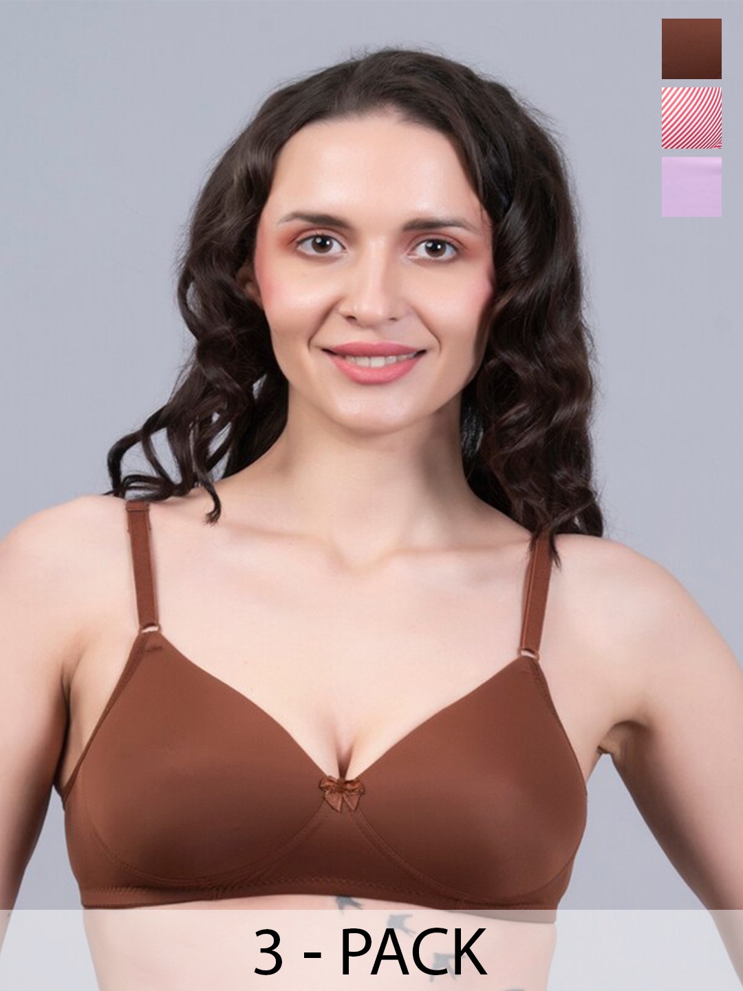 

Herryqeal Pack Of 3 Full Coverage Lightly Padded Everyday Bra With All Day Comfort, Lavender