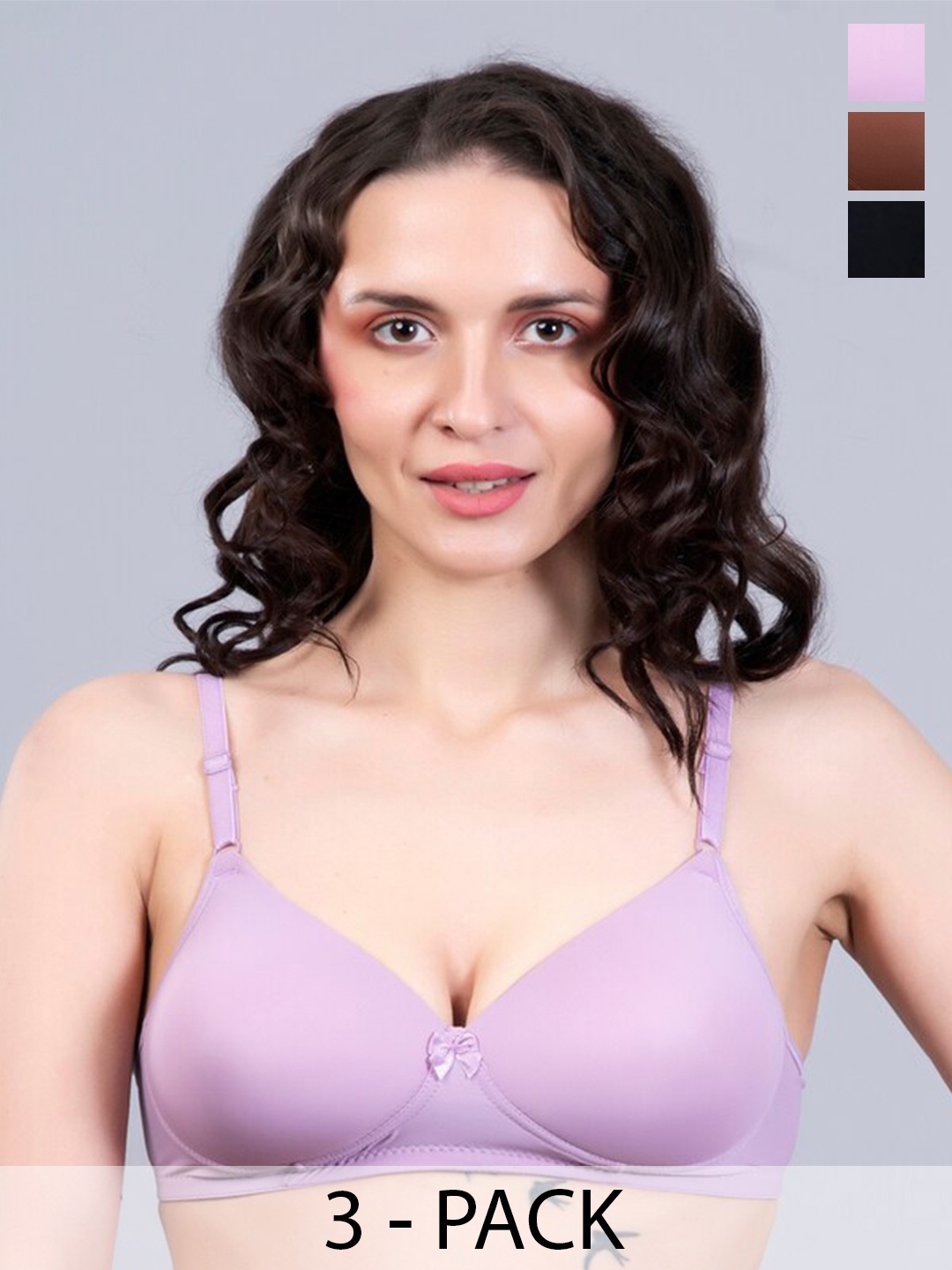 

Herryqeal Pack Of 3 All Day Comfort Bra Full Coverage Underwired Lightly Padded, Black