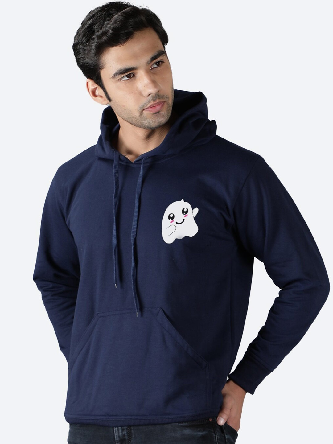 

Mad Over Print Graphic Printed Hooded Fleece Pullover Sweatshirt, Blue