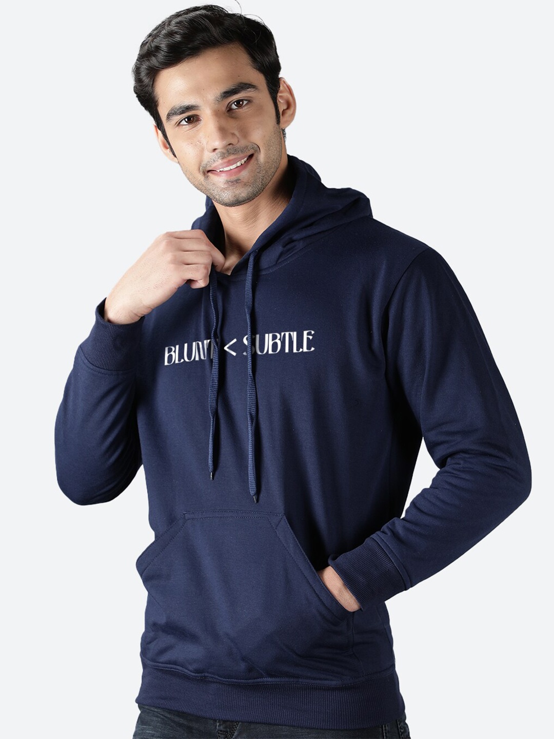 

Mad Over Print Typography Printed Hooded Fleece Sweatshirt, Blue