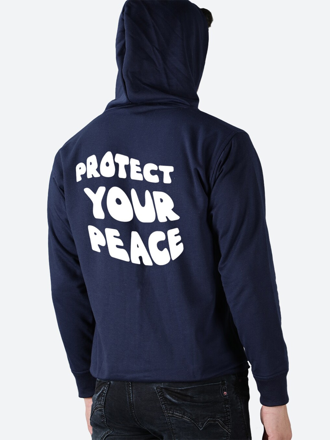 

Mad Over Print Typography Printed Hooded Fleece Sweatshirt, Blue