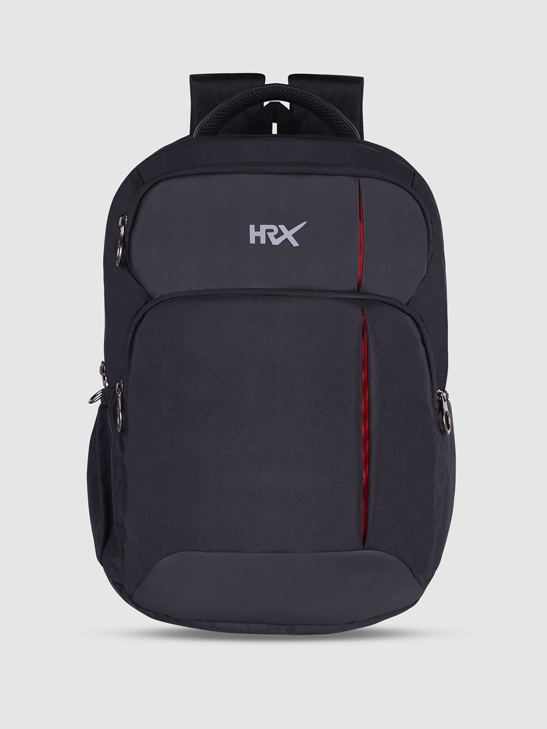 HRX by Hrithik Roshan Unisex Black Brand Logo Backpack with Rain Cover