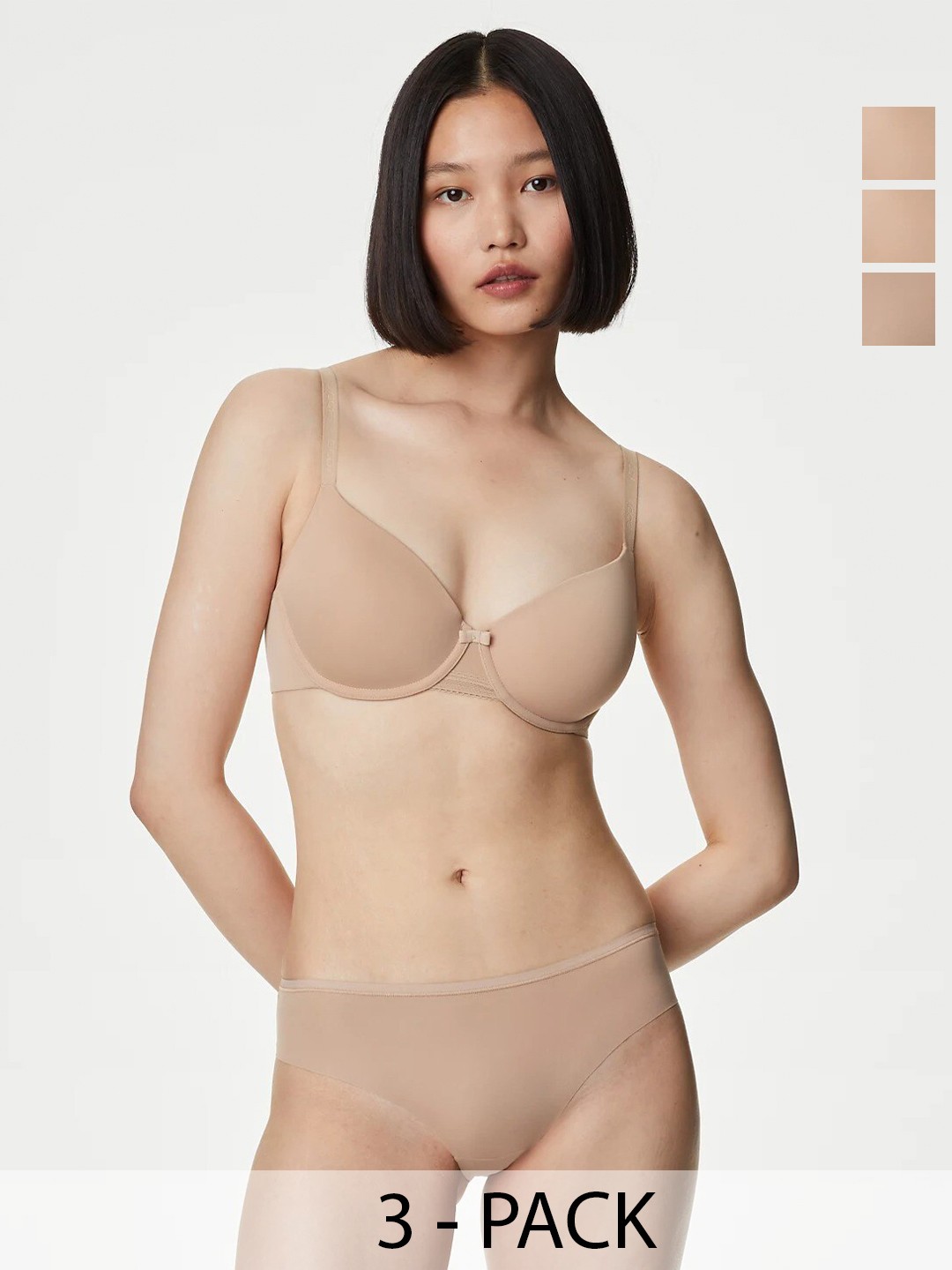 

Marks & Spencer Pack of 3 Low-Rise Basic Briefs, Beige