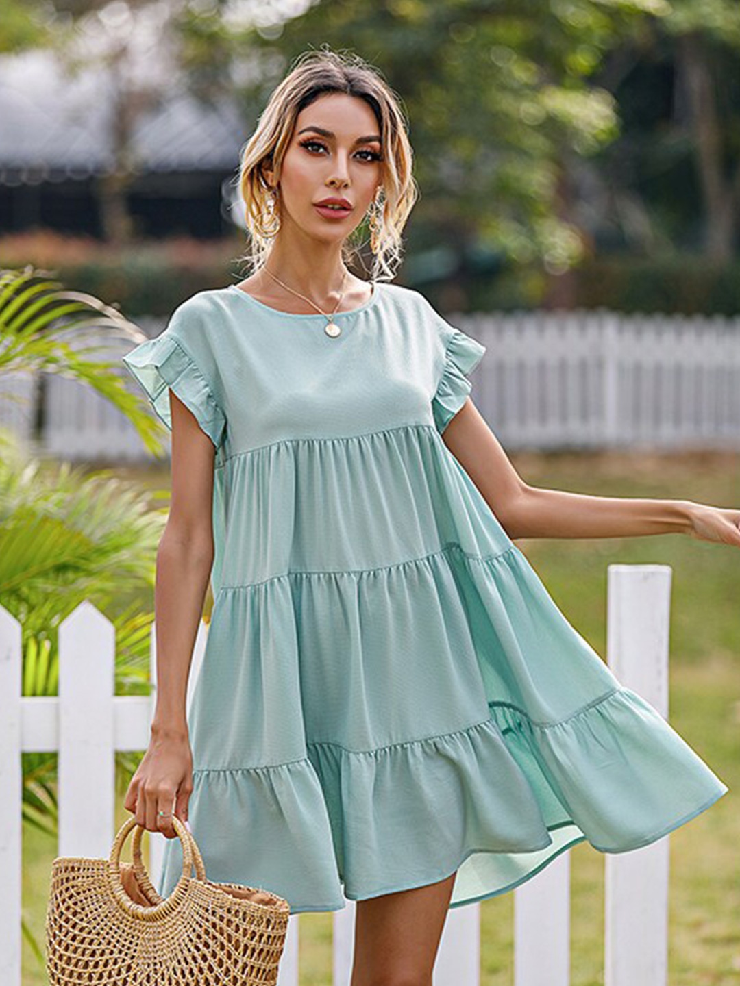 

StyleCast Women Layered Mini A Line Dress, Green