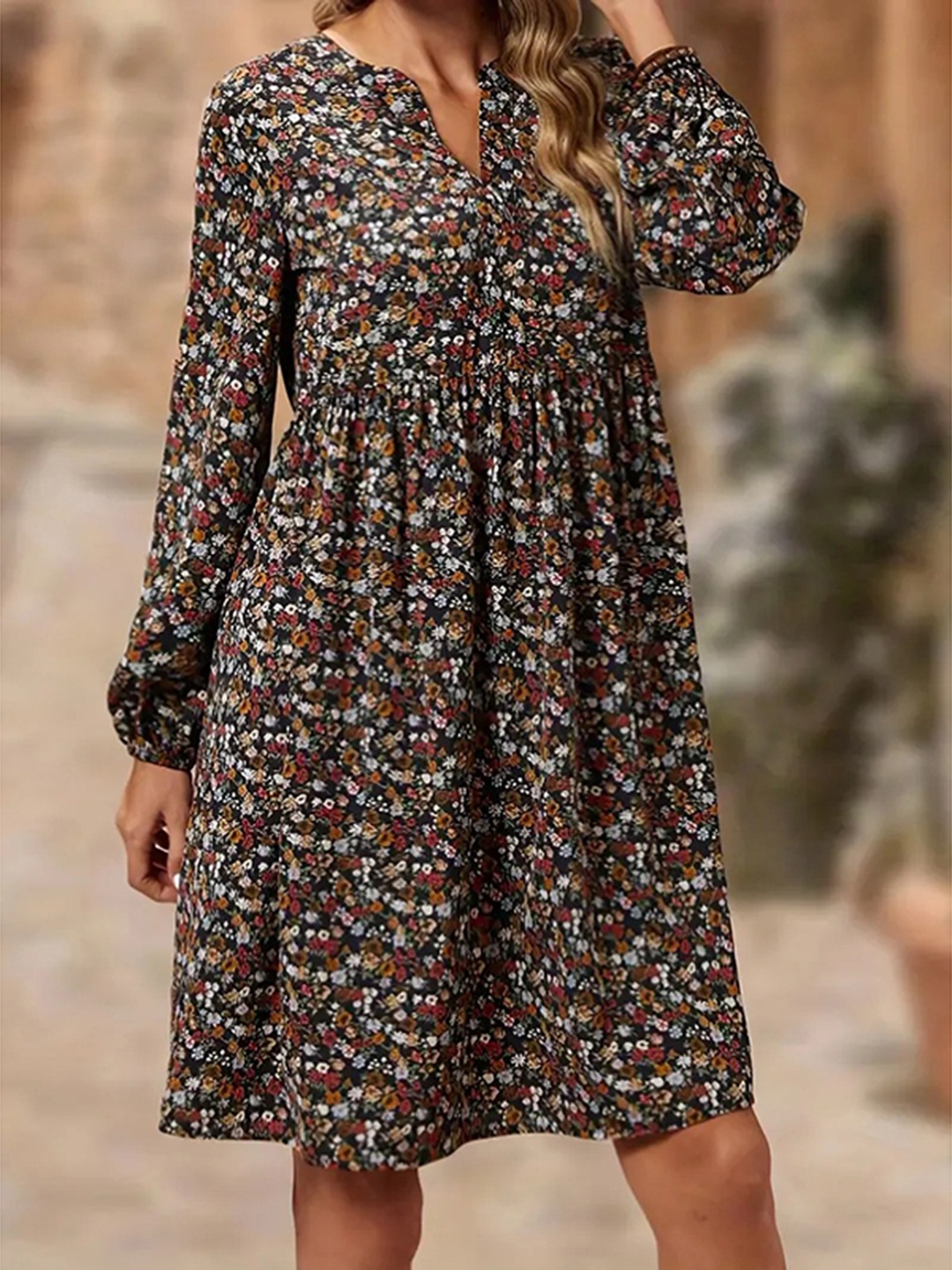 

StyleCast Black & Brown Floral Printed A-Line Dress