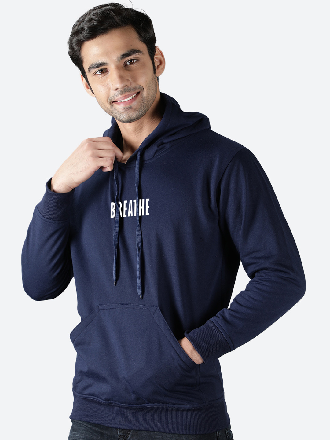 

Mad Over Print Hooded Printed Pullover Fleece Sweatshirt, Blue