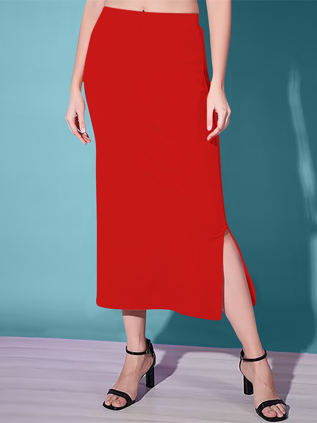 

Dream Beauty Fashion Pencil Side Slit Midi Skirt, Red
