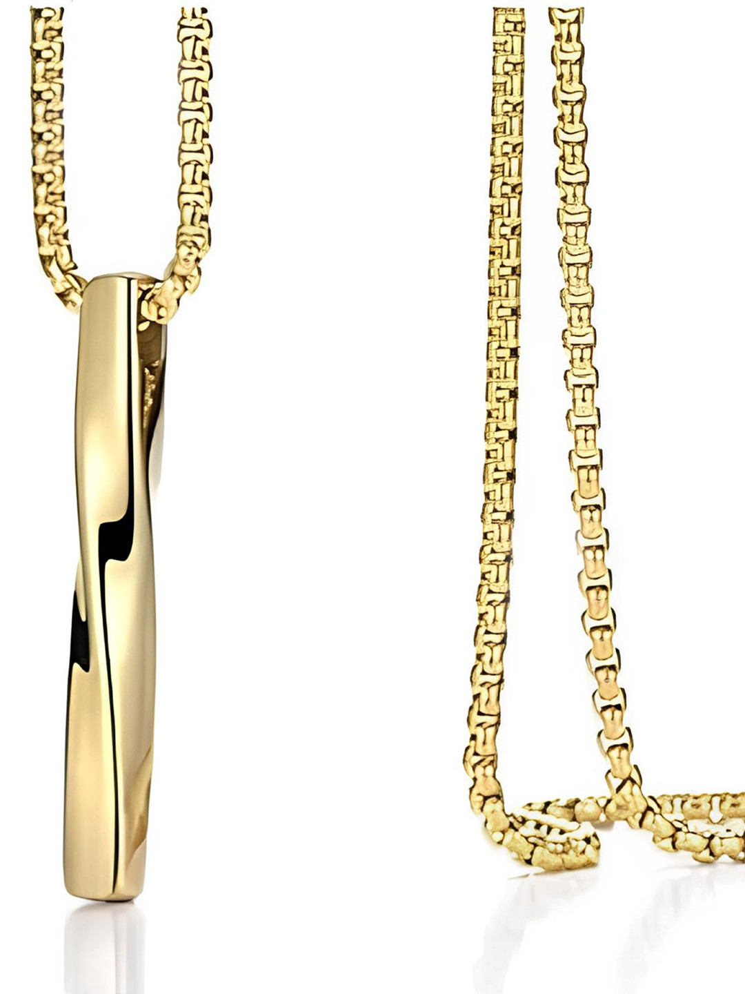 

KARISHMA KREATIONS MenStainless Steel Gold Plated Twisted Pendant With Chain