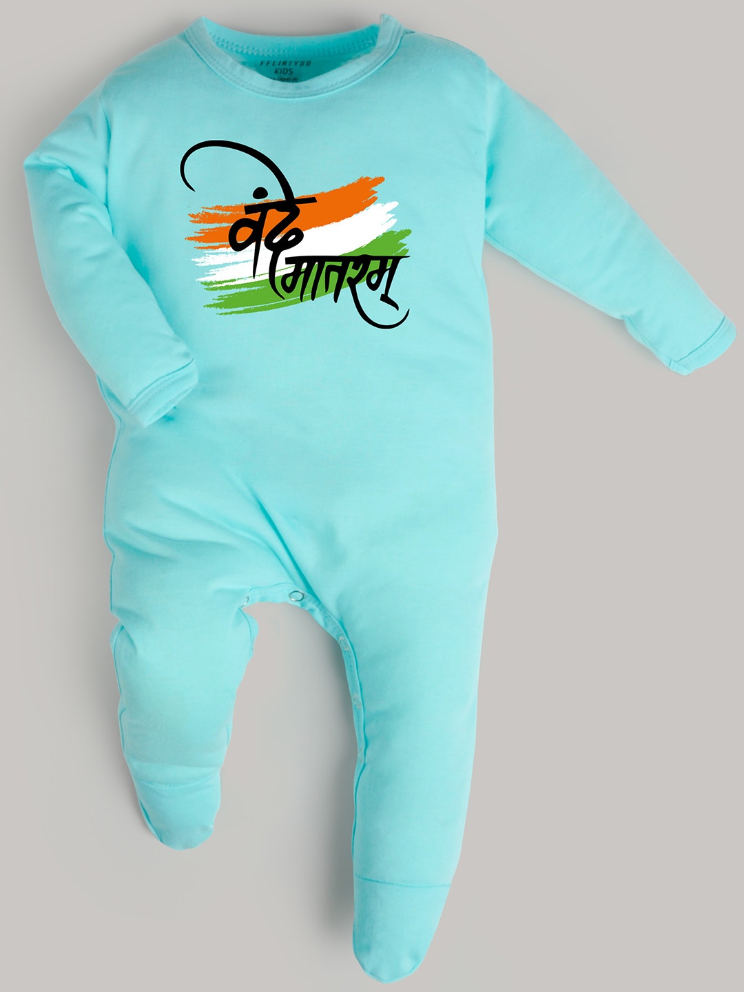 

FFLIRTYGO Infants Printed Cotton 26 January Special Sleepsuit, Turquoise blue
