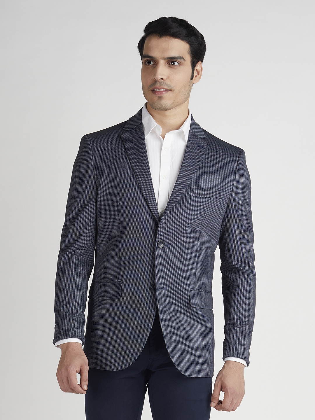 

Indian Terrain Printed Single Breasted Blazer, Navy blue