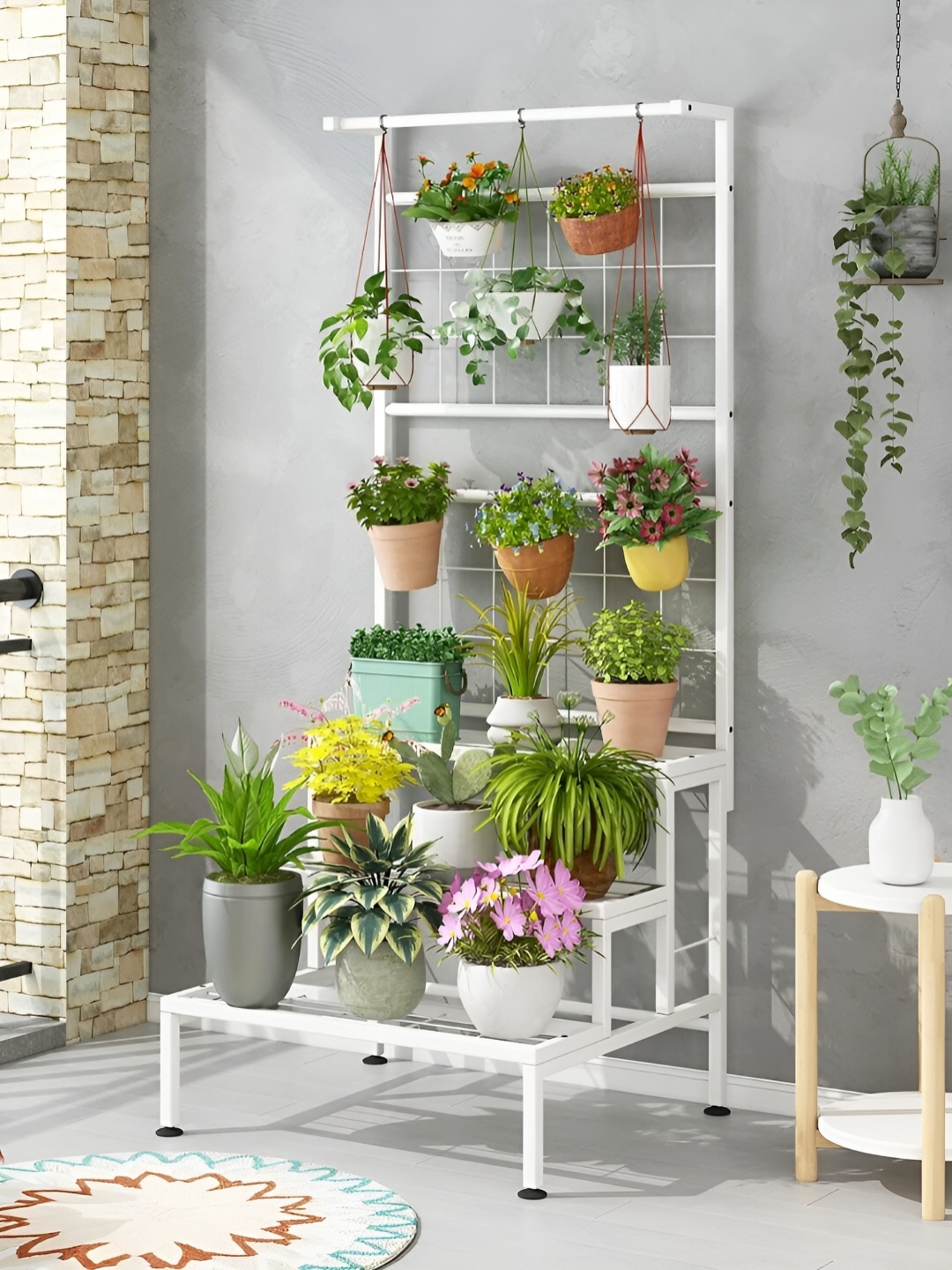 

ecofynd White Metal Planter Stand