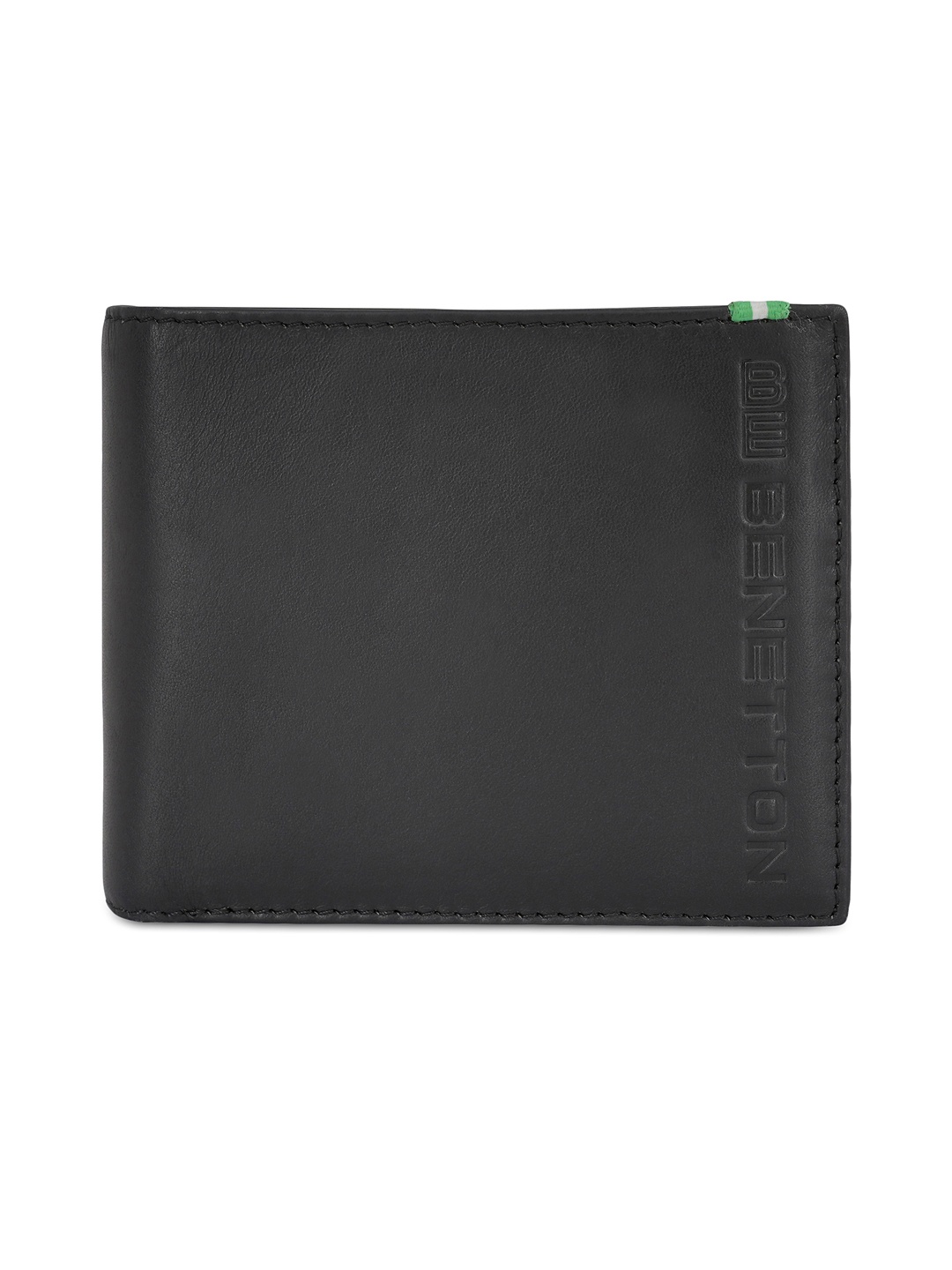 United Colors of Benetton Men Leather Two Fold Wallet, Black
