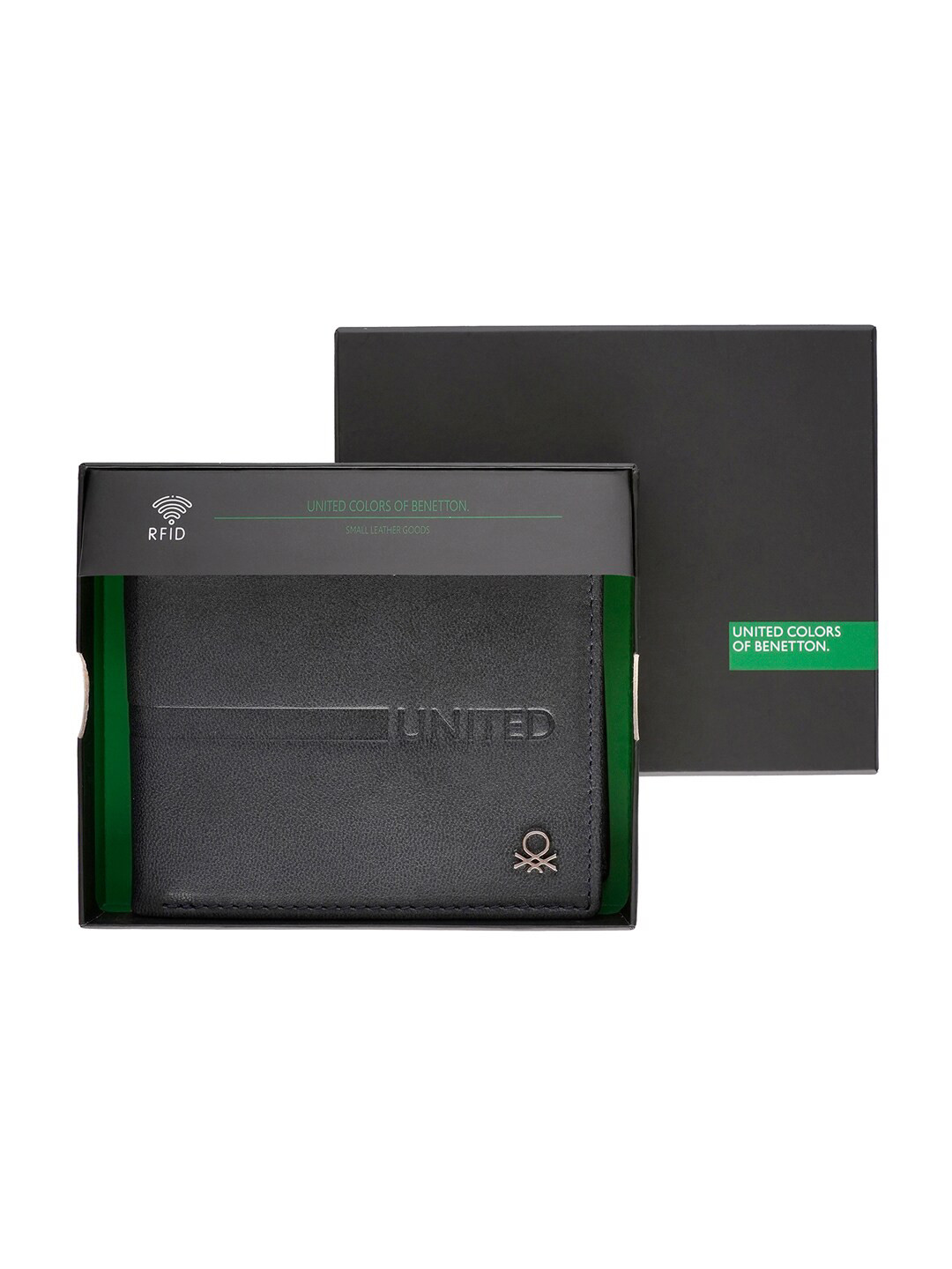

United Colors of Benetton Leather Two Fold Wallet, Navy blue