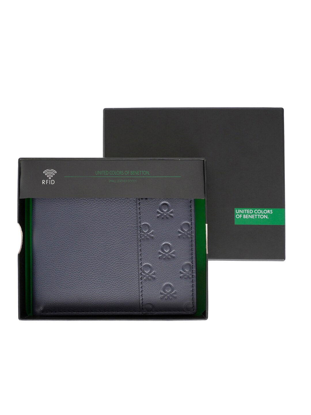 

United Colors of Benetton Men Leather Two Fold Wallet, Navy blue