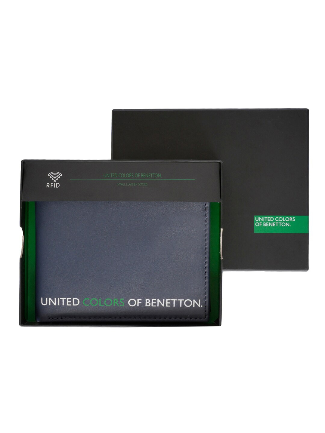 

United Colors of Benetton Leather Two Fold Wallet, Navy blue