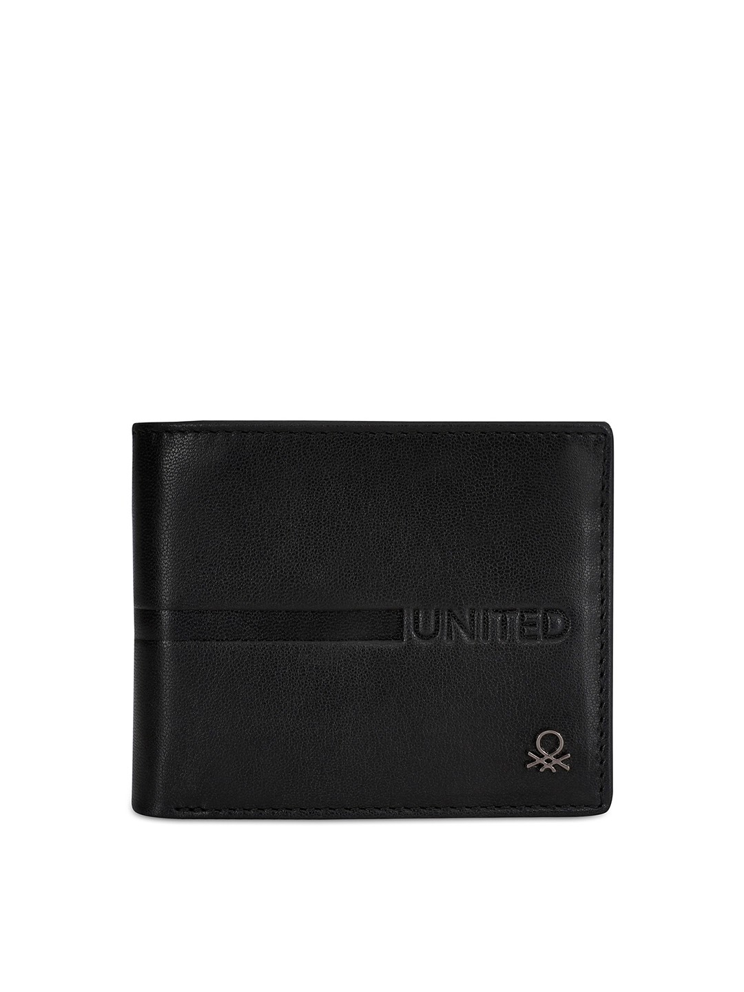 

United Colors of Benetton Men Leather Two Fold Wallet, Black