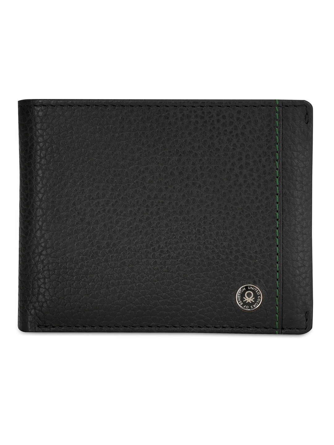 

United Colors of Benetton Men Leather Two Fold Wallet, Black