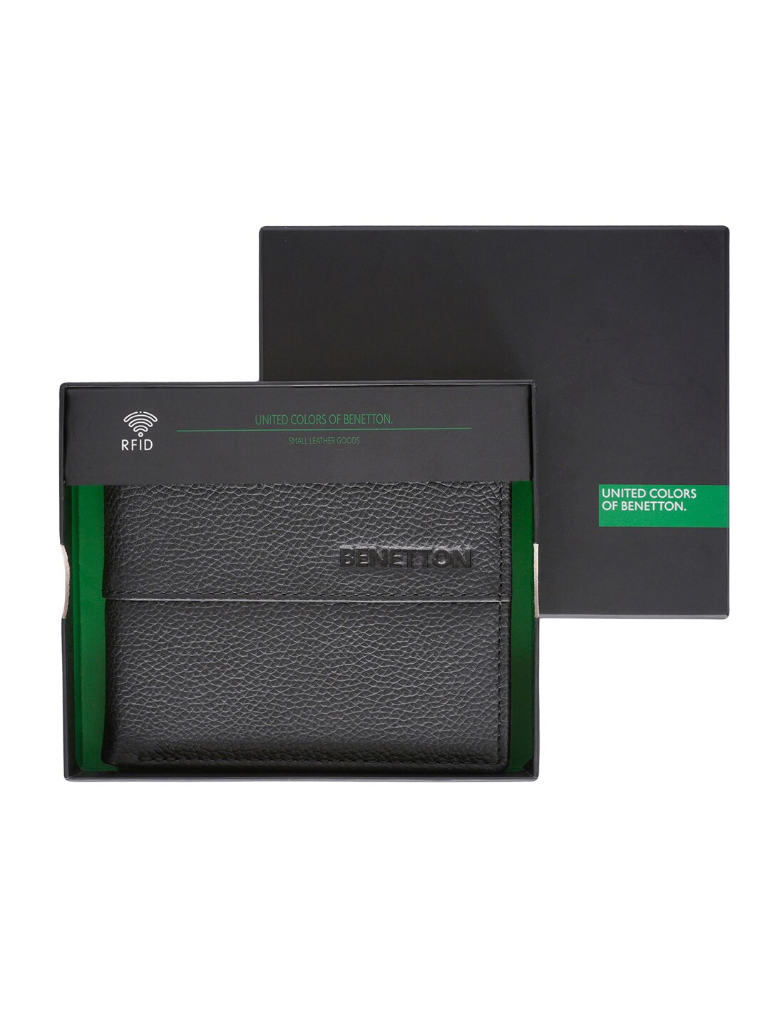 

United Colors of Benetton Leather Two Fold Wallet, Black