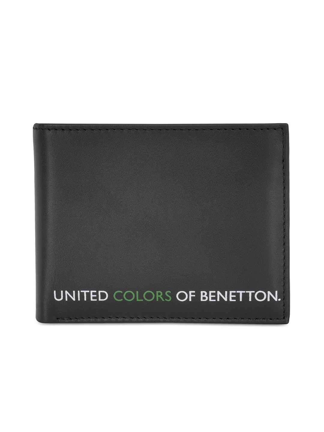 

United Colors of Benetton Men Leather Two Fold Wallet, Black
