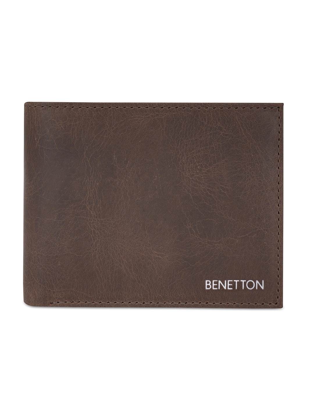 

United Colors of Benetton Men Brown Leather Two Fold Wallet