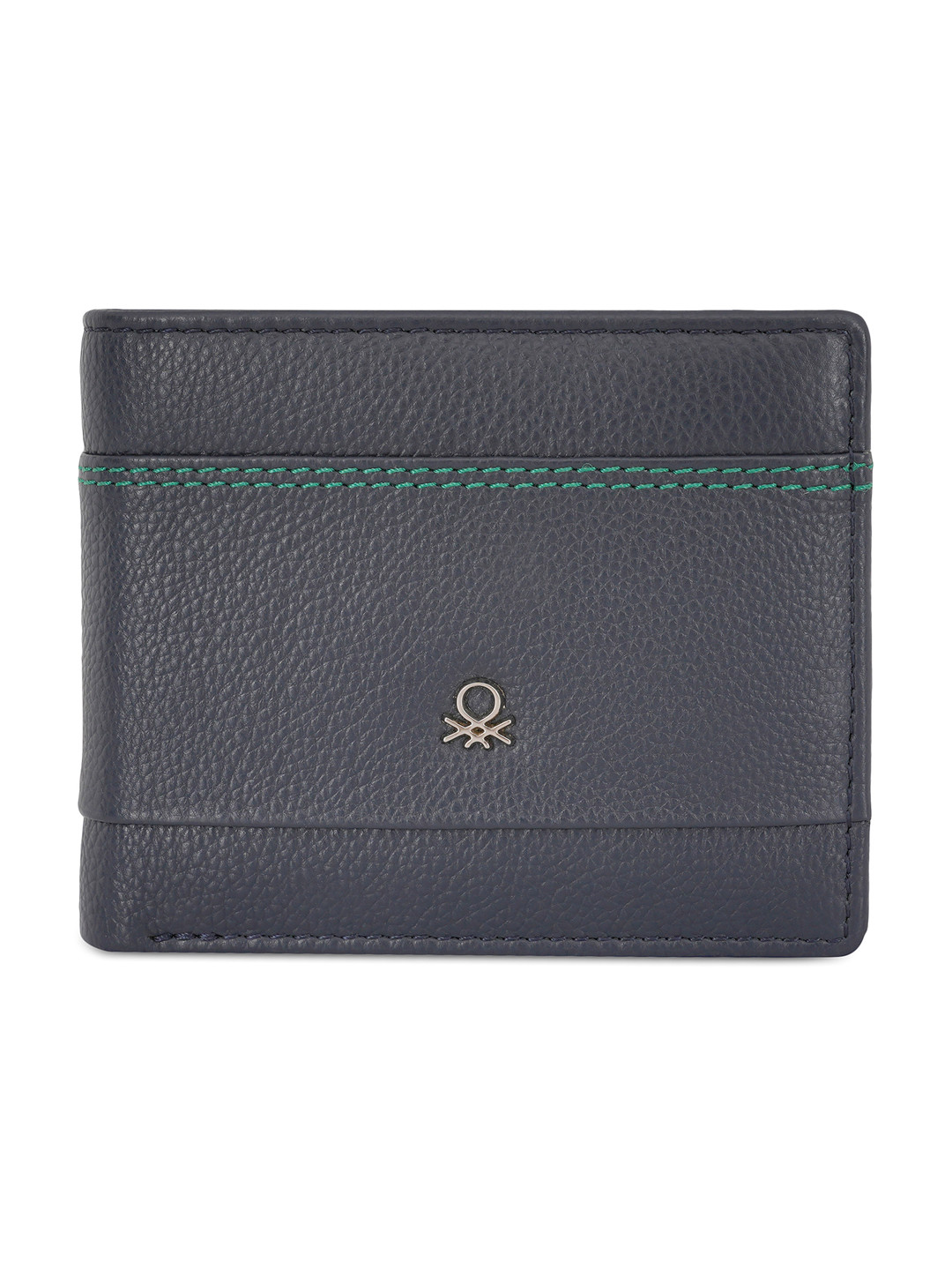 

United Colors of Benetton Leather Two Fold Wallet, Navy blue