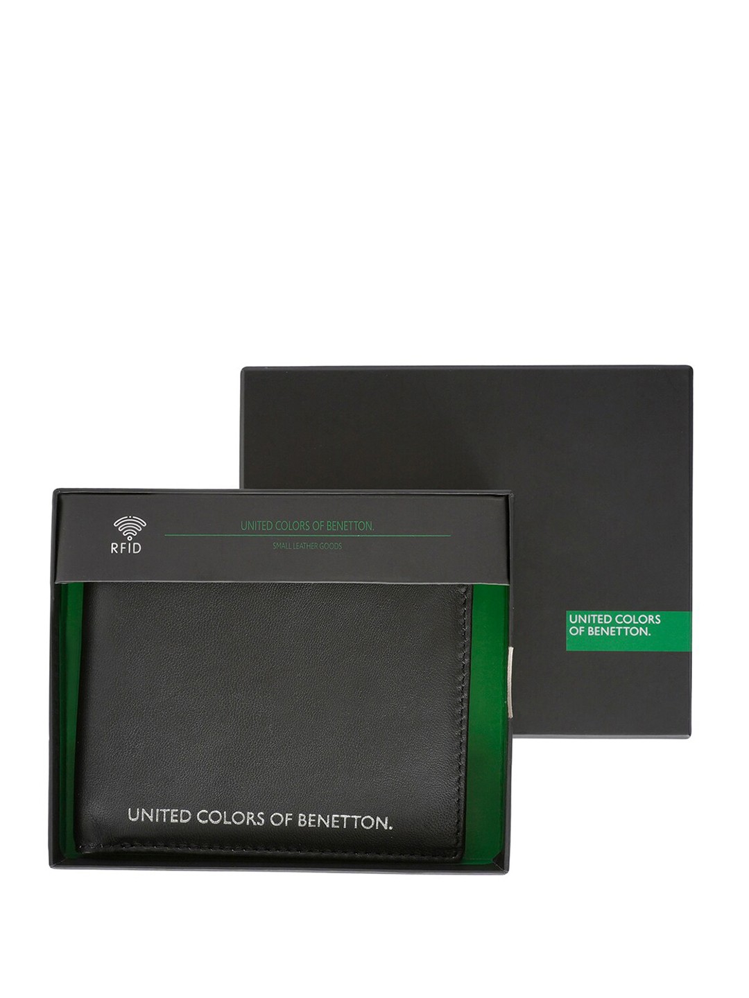 

United Colors of Benetton Men Leather Two Fold Wallet, Black