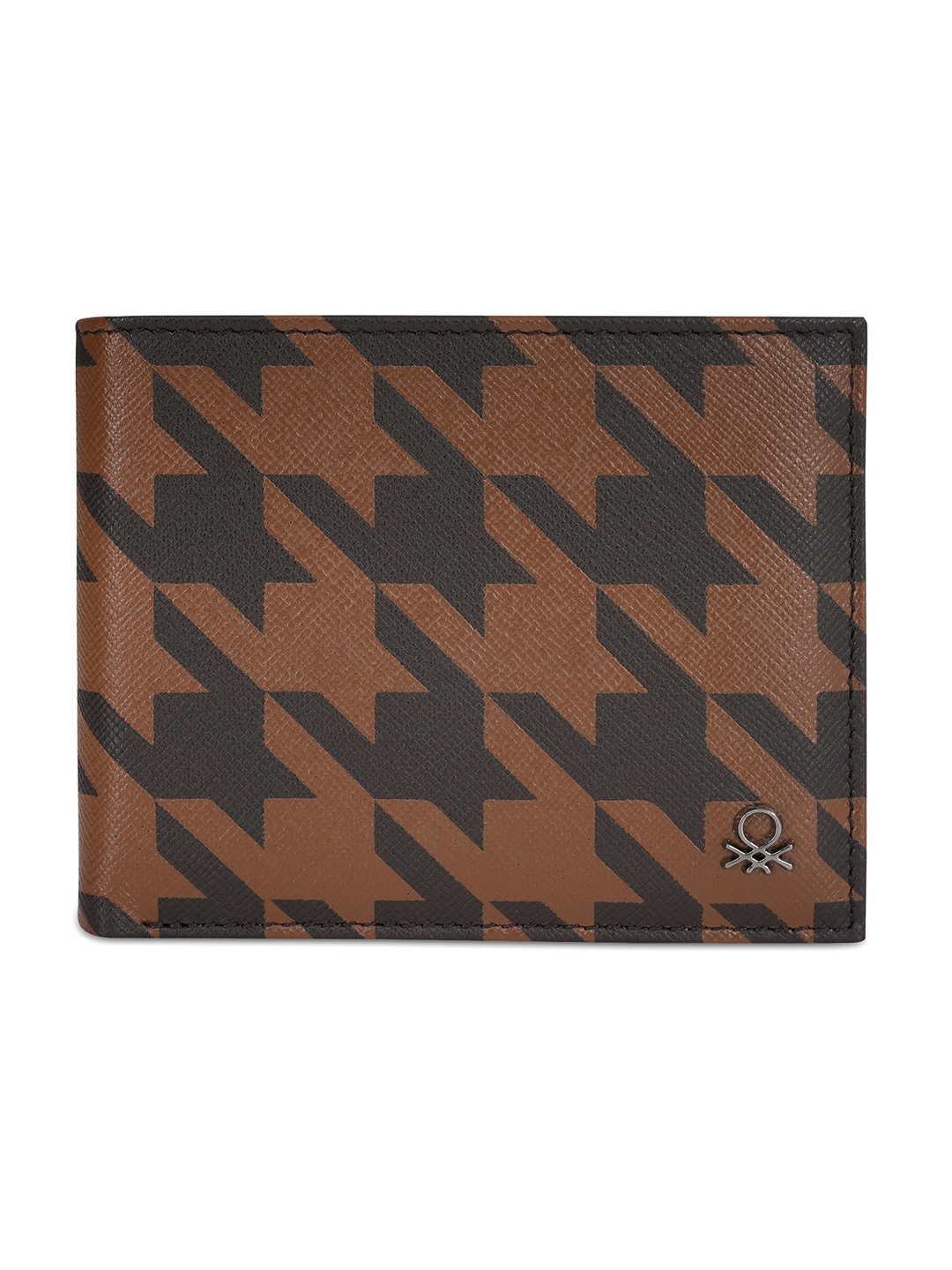 

United Colors of Benetton Printed Leather Two Fold Wallet, Brown