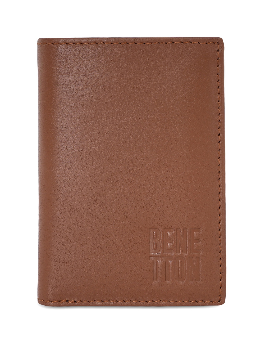 

United Colors of Benetton Men Leather Two Fold Wallet, Tan