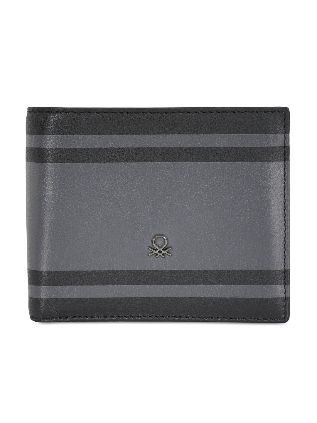 

United Colors of Benetton Textured Leather Two Fold Wallet, Black