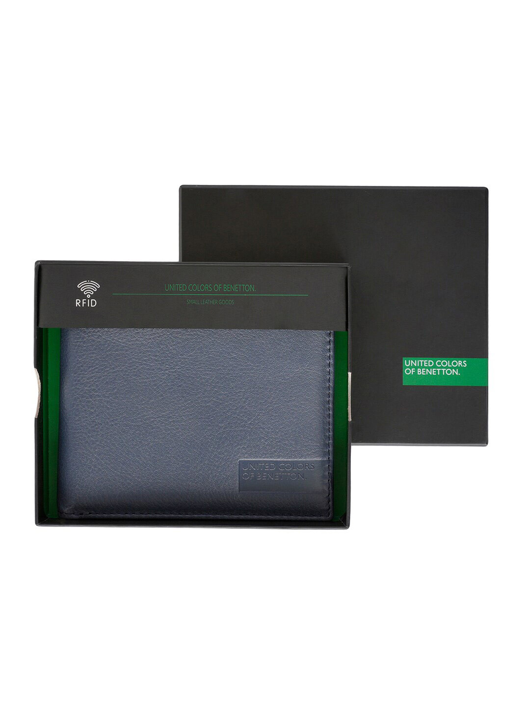 

United Colors of Benetton Leather Two Fold Wallet, Navy blue