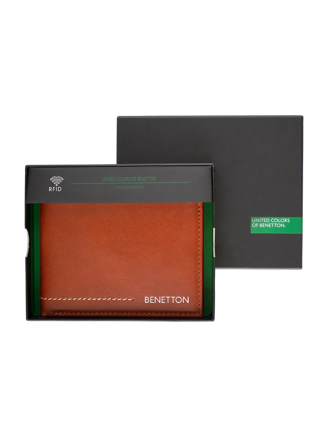 United Colors of Benetton Leather Two Fold Wallet, Tan
